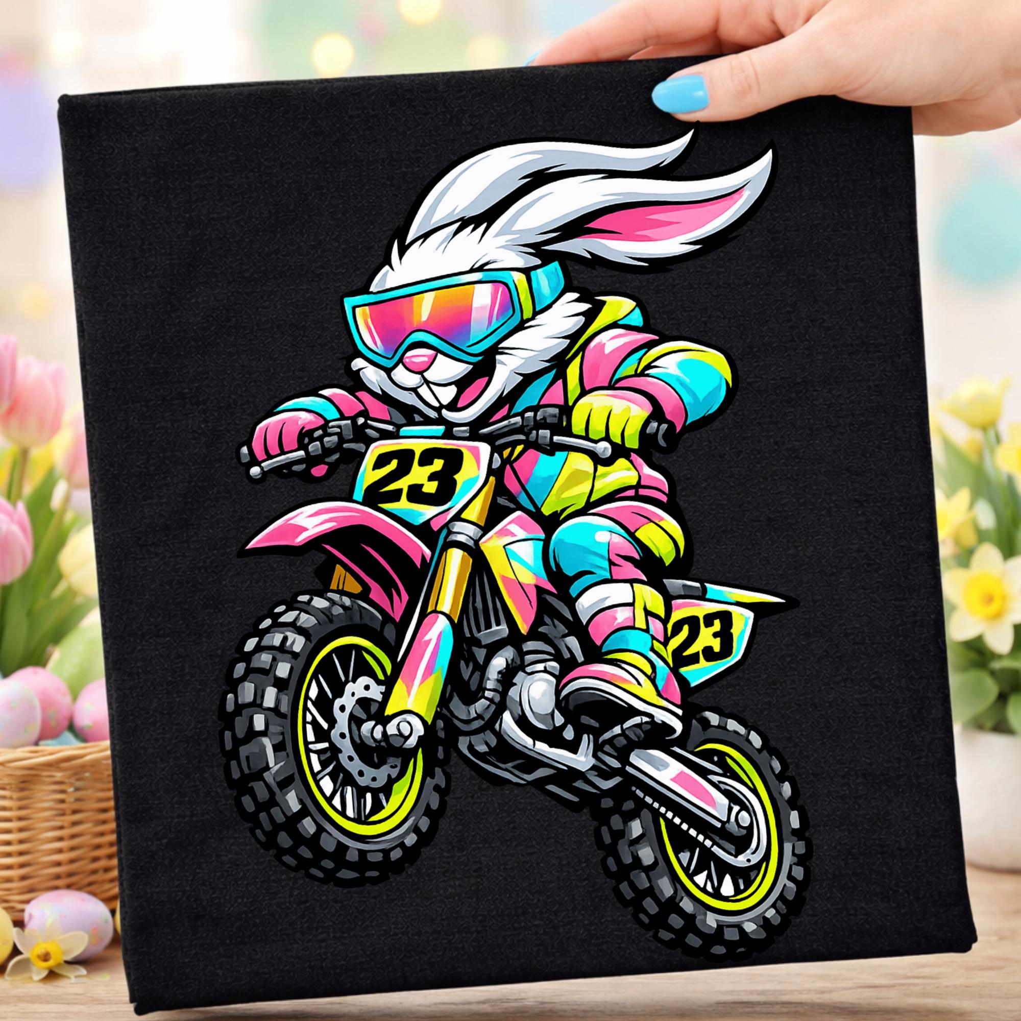 Dirt Bike Bunny Easter Day PNG, Cute Bunny Rider Motocross Png, Bunny ...