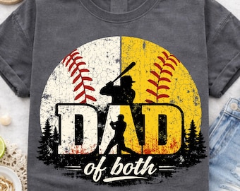 Dad Of Both Baseball and Softball Png, Baseball Png, Softball Png, Father's Day Png, Proud Parent Sports Gift. (Digital Download)