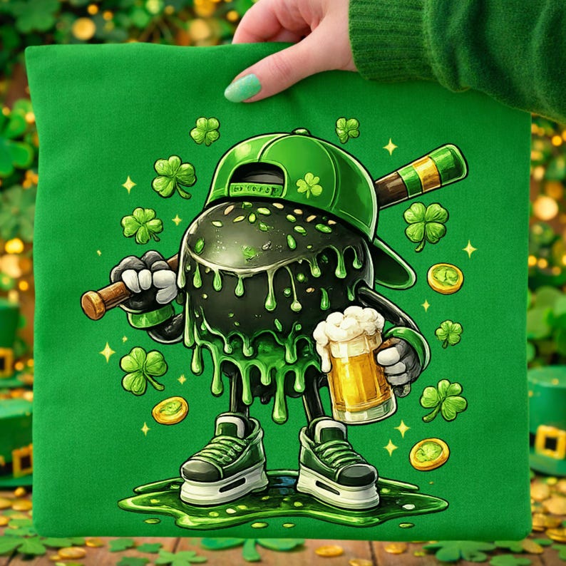 St Patrick's Day Ice Hockey Drip PNG, Shamrock Hockey, Funny Irish ...