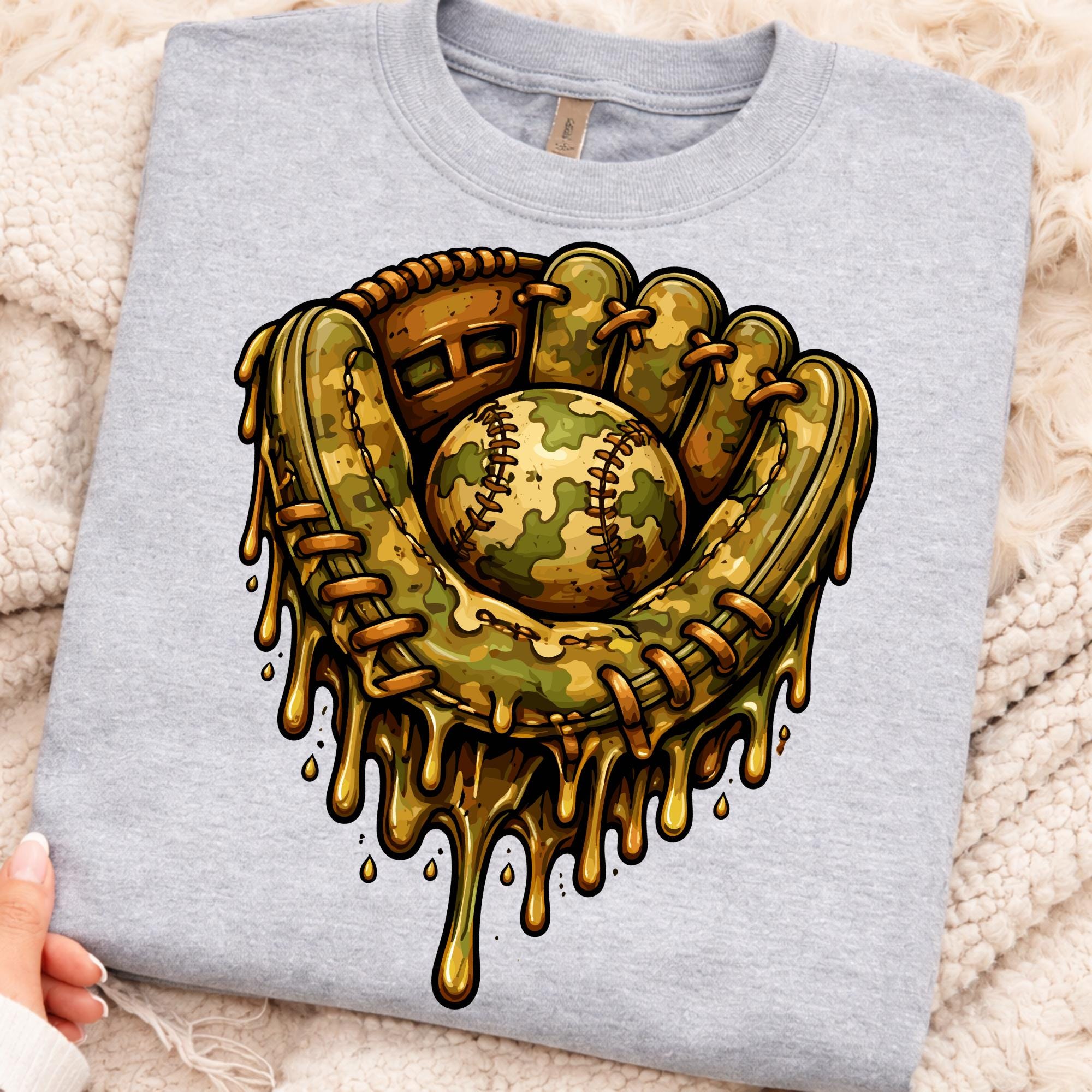 Camo Baseball Glove Drip PNG, Dripping Baseball Glove Design, Ice Cream ...