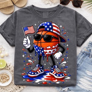 Imagem PNG de basquete com estampa de bandeira americana, Basquete 4 de julho, Jogador de basquete patriota PNG, Sorvete escorrendo de basquete PNG (Download digital)