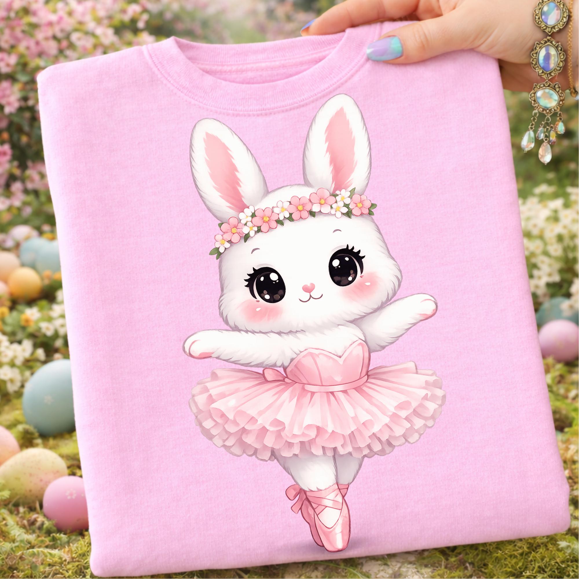 Cute Easter Bunny Dancing Ballerina Png, Cute Floral Ballet Bunny Girl ...
