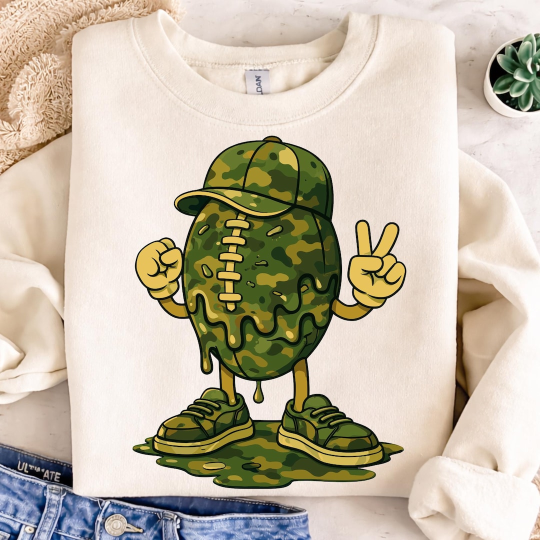 Camo Football Drip Png, Dripping Ice Cream Camo Football Design ...