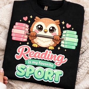 Reading is My Favorite Sport Owl Png, Cute Owl Book Lover Design, Bookworm Reader Gift, Book Nerd Png, Librarian Owl Png. (Digital Download)