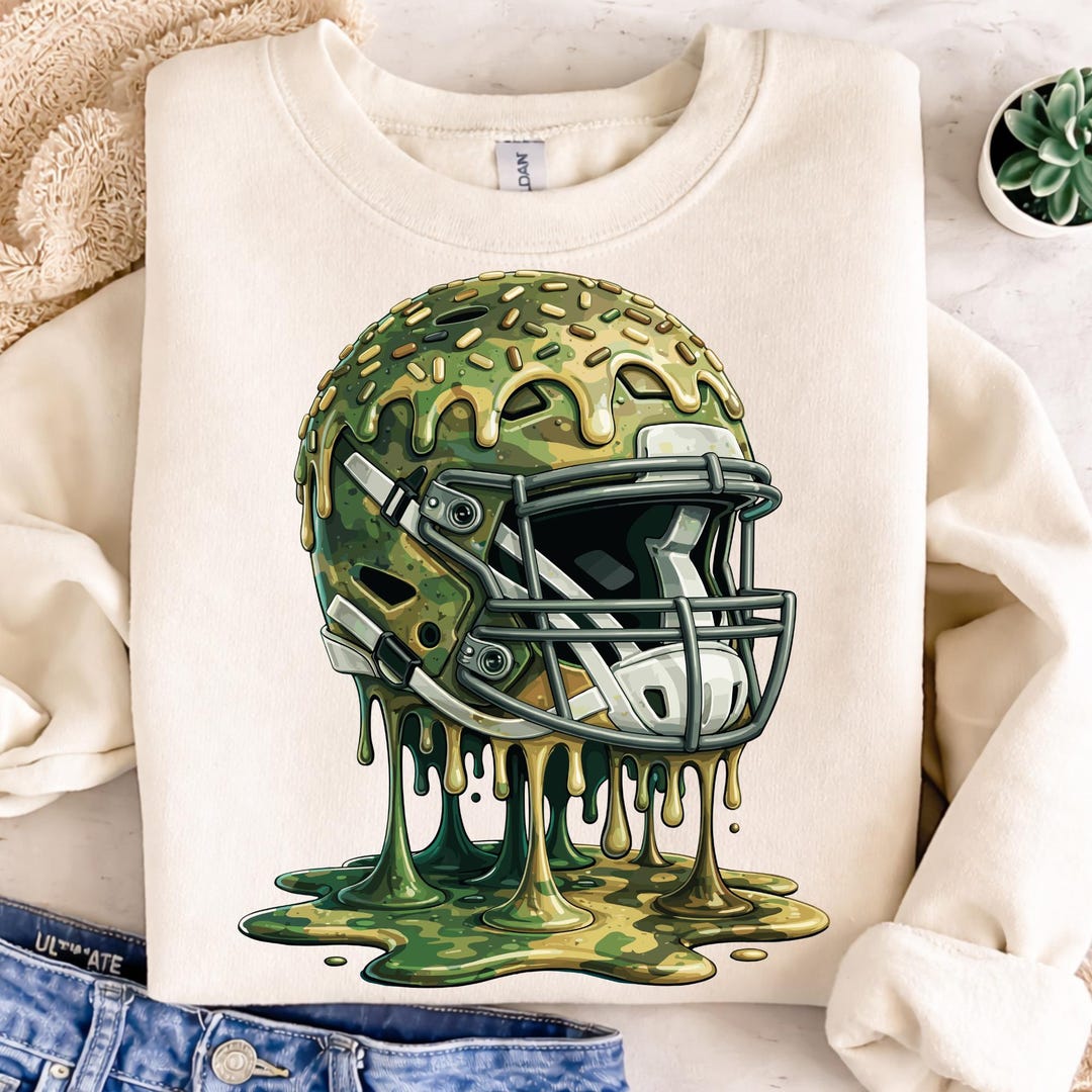 Camo Football Drip Png, Dripping Ice Cream Camo Helmet Football ...