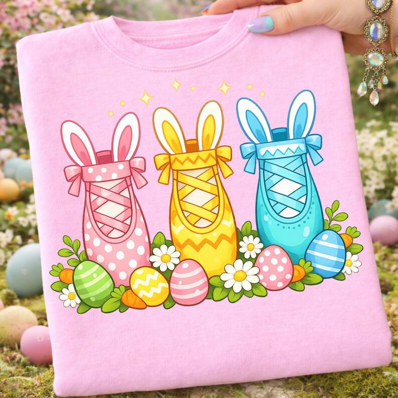 Cute Ballerina Shoes Easter Day PNG, Ballet Shoes With Bunny Ears ...