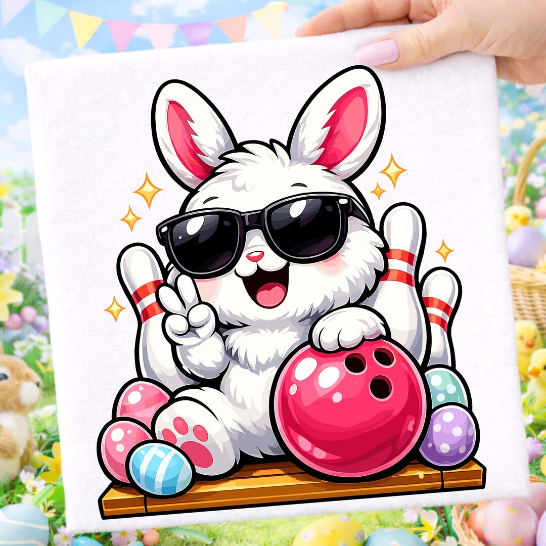 Cute Bunny Playing Bowling Easter PNG, Easter Bunny Bowler Gift, Rabbit ...