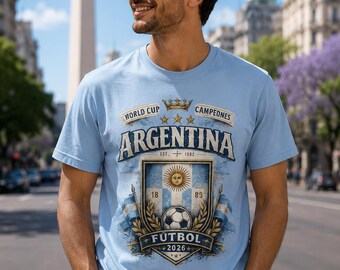 Argentina World Cup 2026 Shirt, Argentina Futbol Tee, Soccer Fan T Shirt, World Cup Fan Apparel, Argentina Football Shirt, Vintage Argentina