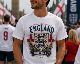 England Football Shirt 2026, Three Lions World Cup Tee, England Soccer Fan Shirt, St George Cross T-Shirt, England Supporter Gift