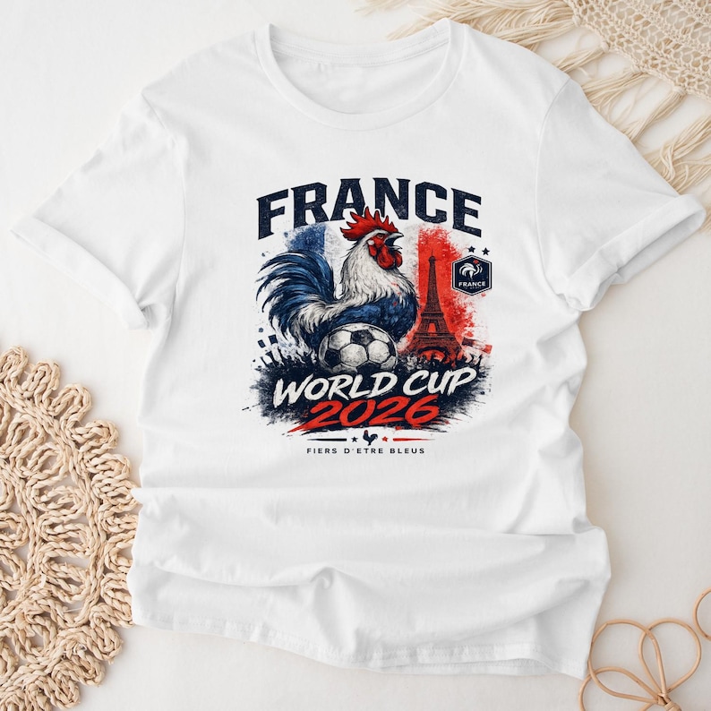 France World Cup 2026 T-Shirt, French Rooster Tee, France Football Shirt, Soccer Fan Shirt, Vintage France Graphic Tee 画像 2