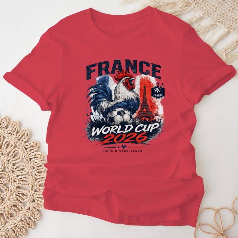 France World Cup 2026 T-Shirt, French Rooster Tee, France Football Shirt, Soccer Fan Shirt, Vintage France Graphic Tee 画像 3