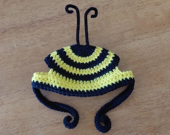 Gorro de abeja de ganchillo para gato/perro - Gorro de abeja para perro - Gorro para gato - Accesorio para mascotas - Atrezzo para fotos de mascotas - Disfraz para gato - Gorro para perro - Disfraz de Halloween para mascotas