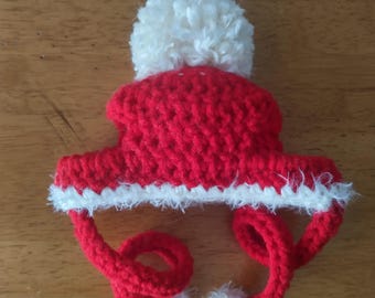 Crocheted Christmas Santa Cat Hat - Christmas Dog Hat - Cat Hat - Pet Accessory - Pet Photo Prop - Christmas Pet Accessory