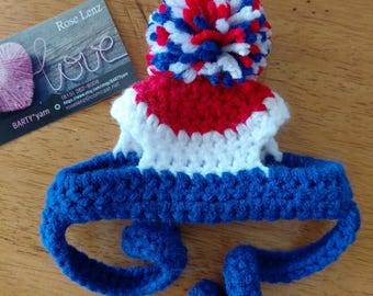 Crocheted USA Patriotic Cat Hat - Patriotic Dog Hat - 4th of July Pet Accessory - Pet Photo Prop - USA Hat - Pet Costume