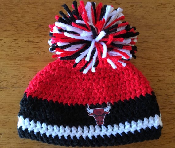 Crocheted Replica Chicago Bulls Basketball Baby Hat Photo Prop - Sports Baby Hat - Baby Photo Prop
