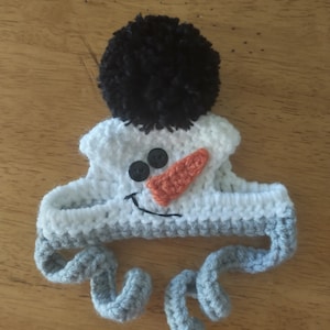 Crocheted Snowman Cat Hat - Dog Hats - Pet Accessory - Pet Photo Prop - Christmas Pet Hat - Pet Costume
