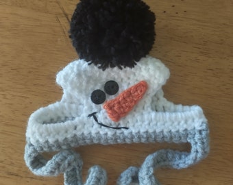 Gorro de gato de muñeco de nieve tejido a crochet - Gorros para perros - Accesorio para mascotas - Atrezzo para fotos de mascotas - Gorro navideño para mascotas - Disfraz para mascotas