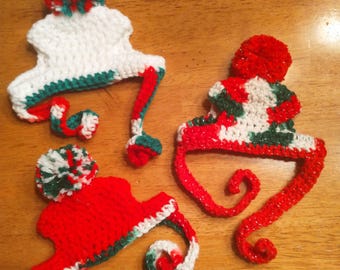 Crocheted Christmas Cat Hat - Dog Hat - Pet Accessory - Pet Photo Prop - Dog Christmas Hat