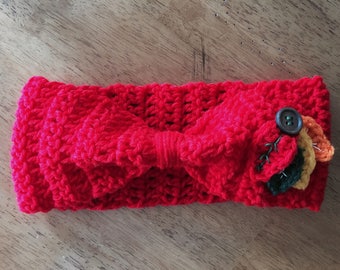 Crocheted Chicago Blackhawks Hockey Baby Headband - Hockey - Baby Photo Prop - Ear Warmer - Baby Hat