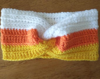 Crocheted Fall Candy Corn Adult Headbands - Fall Headbands - Halloween Headbands - Photo Props - Winter Headbands