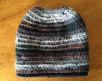 Crocheted Messy Bun/Ponytail Hat
