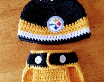 Crocheted Pittsburgh Steelers Baby Hat 