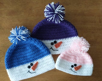 Crocheted Adult Snowman Hat - Snowman Hat - Winter Hat - Snowman Photo Prop - Winter Apparel