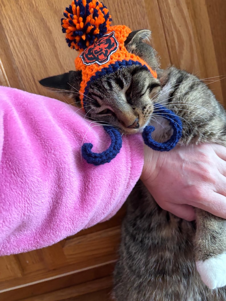 Gorro de ganchillo réplica de equipo deportivo para gato o perro - Gorro para gato - Gorro para perro - Accesorio para mascotas - Atrezzo para fotos de mascotas - Gorro deportivo imagen 8