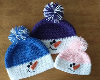 Crocheted Baby Snowman Hat - Baby Photo Prop - Baby Hat - Winter Accessory