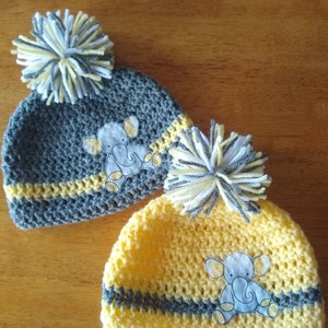 Crocheted Baby Elephant Hat and Diaper Cover Set - Baby Photo Prop - Baby Hat - Baby Shower Gift