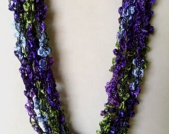 Crocheted Ladder Yarn Necklace - Ladies Adjustable Necklace - Women's Necklace - Necklace