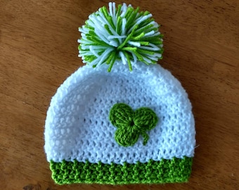 Crocheted Shamrock Hat (Newborn thru Adult Sizes) - Adult Hat - Irish Hat - Children's Hat - St. Patrick's Day Accessory -Photo Prop