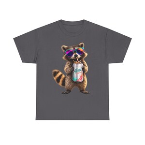 Raccoon Drinking Alani Energy Drink T-Shirt, Quirky Animal Graphic Tee image 15