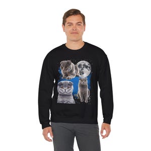 Drei Scottish Fold Mond Shirt, Scottish Fold Katzen T-Shirt, süße Katze Mond Phase T-Shirt, Katzenliebhaber Geschenk, Sweatshirt, Kleinkind, Komfort Farben Bild 5