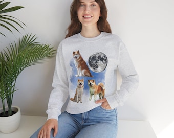 Camiseta Tres Akita Luna, Camiseta para Amantes de los Perros Akita, Camiseta Akita Japonesa, Regalo para Perros Leales, Camiseta Akita Vintage, Sudadera con Capucha para Amantes de las Mascotas
