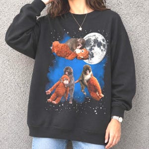 Three Japanese Macaque Moon Shirt Macaca Fuscata, Funny Snow Monkey Tee,Punch Monkey Animal Shirt, Unisex Sweatshirt Toddler Comfort Colors