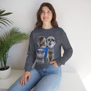 Drei Scottish Fold Mond Shirt, Scottish Fold Katzen T-Shirt, süße Katze Mond Phase T-Shirt, Katzenliebhaber Geschenk, Sweatshirt, Kleinkind, Komfort Farben Bild 18