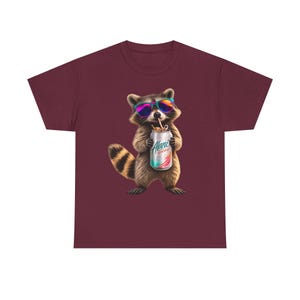 Raccoon Drinking Alani Energy Drink T-Shirt, Quirky Animal Graphic Tee image 10