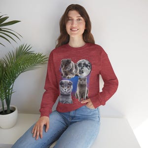 Drei Scottish Fold Mond Shirt, Scottish Fold Katzen T-Shirt, süße Katze Mond Phase T-Shirt, Katzenliebhaber Geschenk, Sweatshirt, Kleinkind, Komfort Farben Bild 20