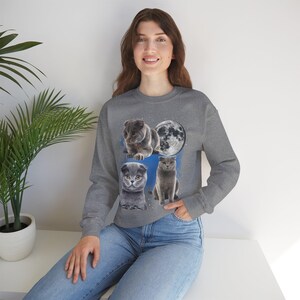Drei Scottish Fold Mond Shirt, Scottish Fold Katzen T-Shirt, süße Katze Mond Phase T-Shirt, Katzenliebhaber Geschenk, Sweatshirt, Kleinkind, Komfort Farben Bild 16