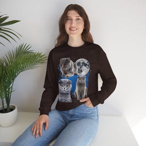 Drei Scottish Fold Mond Shirt, Scottish Fold Katzen T-Shirt, süße Katze Mond Phase T-Shirt, Katzenliebhaber Geschenk, Sweatshirt, Kleinkind, Komfort Farben Bild 15