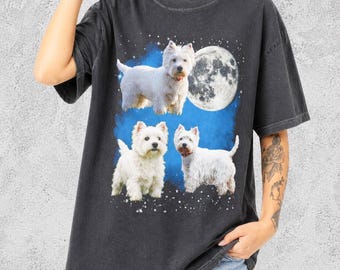 Drei Westie Mond Shirt, West Highland Terrier T-Shirt, lustiges Hund Mondphase T-Shirt, Westie Liebhaber Geschenk, Sweatshirt, Komfort Farben