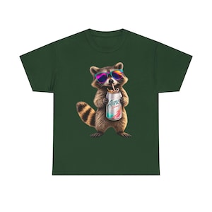 Raccoon Drinking Alani Energy Drink T-Shirt, Quirky Animal Graphic Tee image 13
