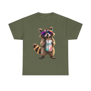 Raccoon Drinking Alani Energy Drink T-Shirt, Quirky Animal Graphic Tee image 12