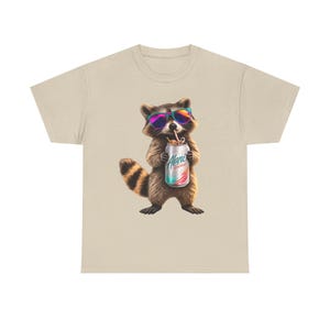 Raccoon Drinking Alani Energy Drink T-Shirt, Quirky Animal Graphic Tee image 6