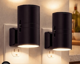 Modern LED Night Lights – 2 Pack Dimmable Plug In Multi Color Lights with Dusk to Dawn Sensor for Hallway, Bedroom, Kitchen & Bathroom Decor