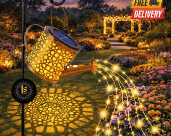 Solar Watering Metal Can Light – Waterproof LED Garden Decor with Shepherd Hook for Outdoor Pathways, Patios, Lawns, and Flower Beds