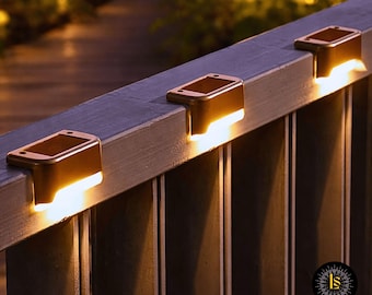 Solar Deck Lights - Warm White & Multi Color Waterproof LED Solar Lights For Fences, Stairs, Patios, Balconies and Pathway Lighting Decor
