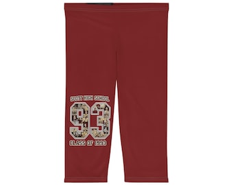 Bulldog Mascot 93 Class of 1993 Capri Leggings | School Spirit