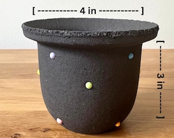 Zwarte keramische plantenbak met afvoergat, handgemaakte minimale plantenbak, sappige pot, moderne binnenbak 3 inch S